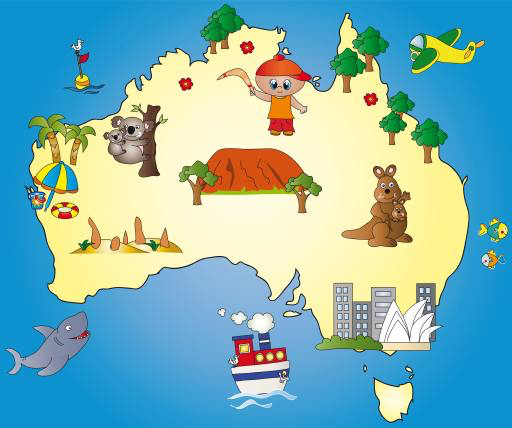 Etat, pays, continent, mer, océan, bateau, koala Milena Moiola (Adelaideiside)