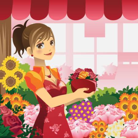 femme, fleurs, magasin, rouge, fille Artisticco Llc - Dreamstime
