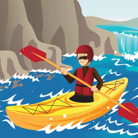 de l'eau, paddle, kayak, cascade, montagne, bateau Artisticco Llc - Dreamstime