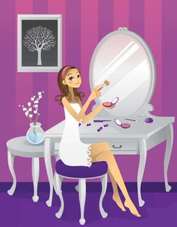 femme, maquillage, arbre, miroir, bureau Artisticco Llc - Dreamstime