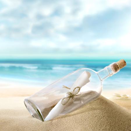 bouteille, mer, sable, papier, océan Silvae1 - Dreamstime