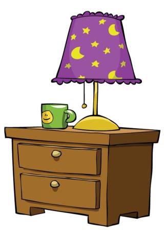 lampe, stand, tasse, tiroir, lune, étoiles Dedmazay - Dreamstime