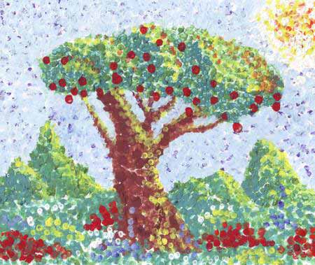 arbre, fruits, rouge, jardin, peinture, art Anastasia Serduykova Vadimovna - Dreamstime