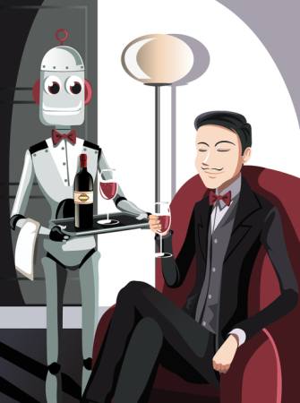 robot, homme, vin, verre Artisticco Llc - Dreamstime
