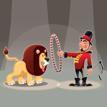 lion, l'homme, cercle, cirque, animaux Danilo Sanino - Dreamstime