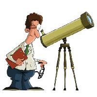 scientifique, l'homme, lentille, télescope, montre Dedmazay - Dreamstime