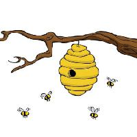 Pixwords L`image avec branche, abeille, ruche, jaune Dedmazay - Dreamstime
