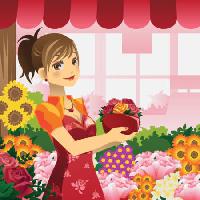 Pixwords L`image avec femme, fleurs, magasin, rouge, fille Artisticco Llc - Dreamstime