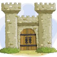 Pixwords L`image avec Château, tours, porte, vieux, antique Dedmazay - Dreamstime