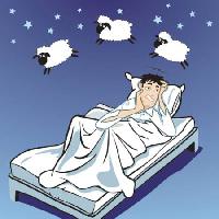 Pixwords L`image avec du sommeil, les moutons, les étoiles, lit, l'homme Norbert Buchholz - Dreamstime