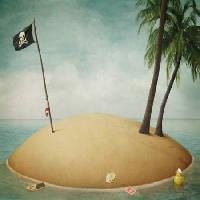 plage, drapeau, pirate, île Annnmei - Dreamstime