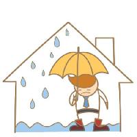 de l'eau, de fuite, l'homme, parapluie, pluie, maison Falara - Dreamstime