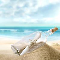 Pixwords L`image avec bouteille, mer, sable, papier, océan Silvae1 - Dreamstime