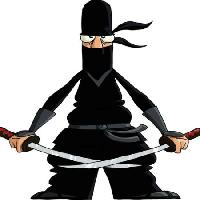 Pixwords L`image avec ninja, noir, épée, coupe, oeil, Dedmazay - Dreamstime