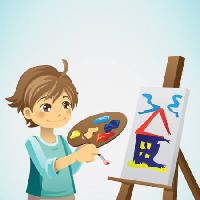 enfant, dessin, pinceau, toile, maison Artisticco Llc - Dreamstime