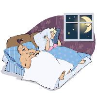 Pixwords L`image avec homme, femme, femme, chambre à coucher, la lune, fenêtre, la nuit, un oreiller, éveillé Vanda Grigorovic - Dreamstime