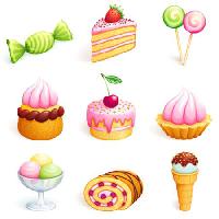 Pixwords L`image avec gâteau, des bonbons, des bonbons, crème glacée, gâteau Rosinka - Dreamstime