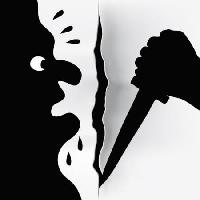Pixwords L`image avec tueur, couteau, balafré, noir, main, forte, de la sueur Robodread - Dreamstime