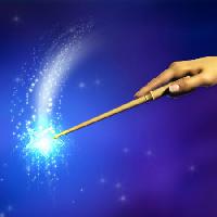 Pixwords L`image avec magie, la main, un bâton, étoile, bleu Andreus - Dreamstime